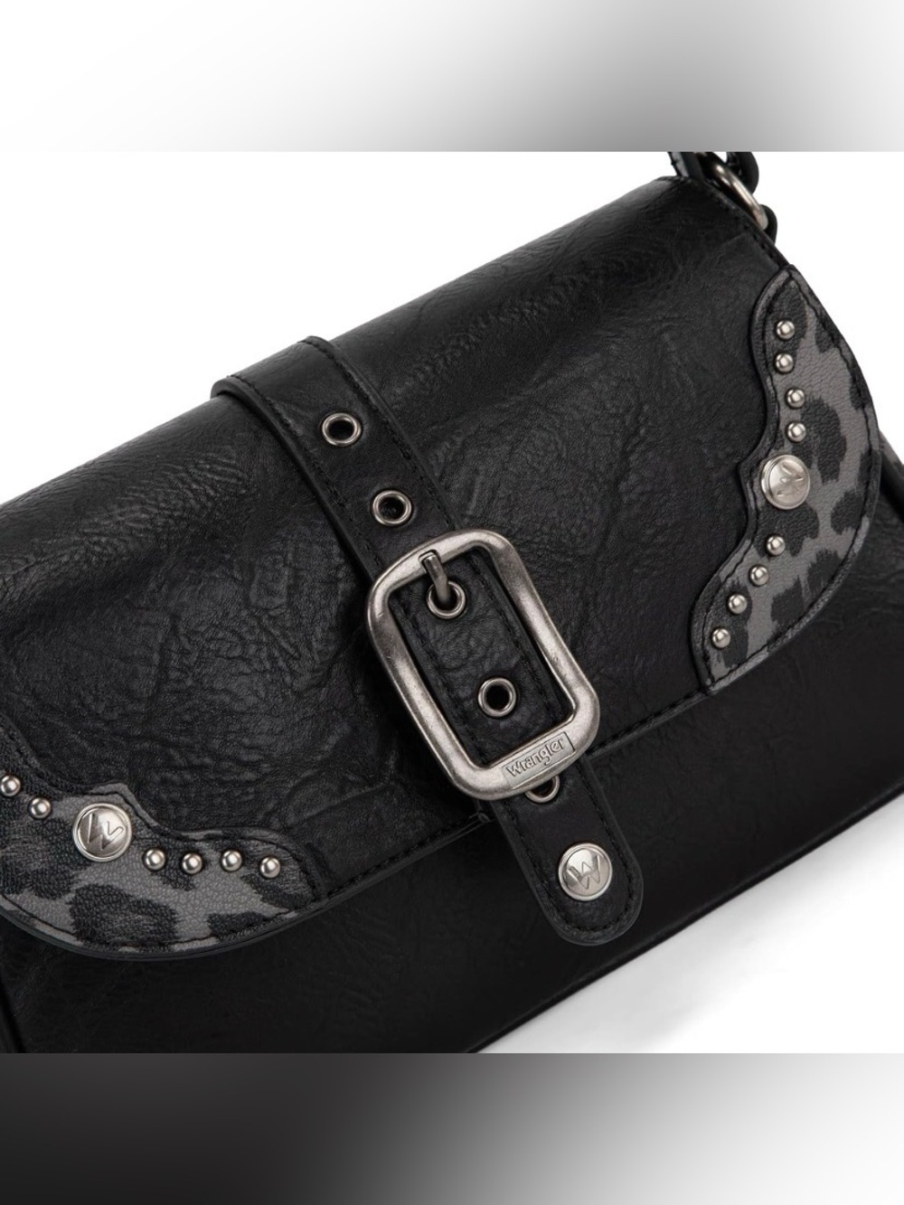 Wrangler Black/Leopard Shoulder Bag - Picture 3 of 5